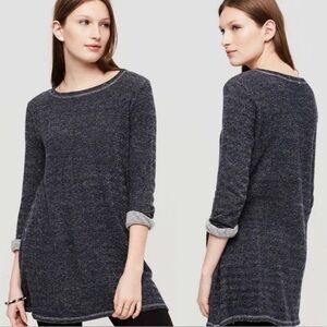 CP Shades Mercedes cotton jersey knit tunic dress in navy / white